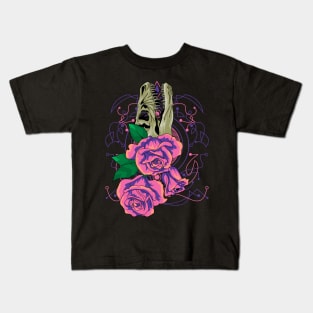 vintage rose skull Kids T-Shirt